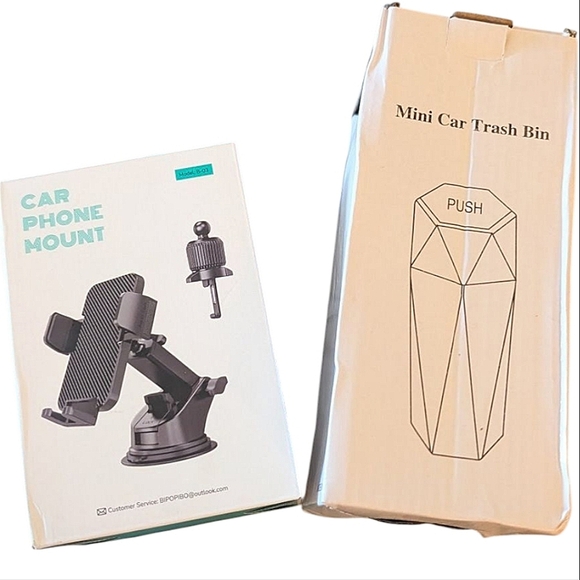 New Car Phone Mount & Mini Car Trash Bin Bundle - Picture 1 of 6